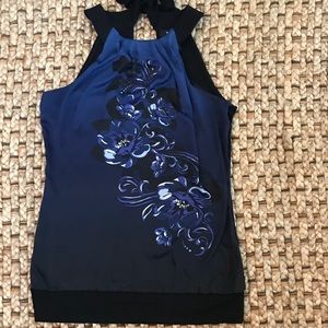 White House Black Market mixed media halter top